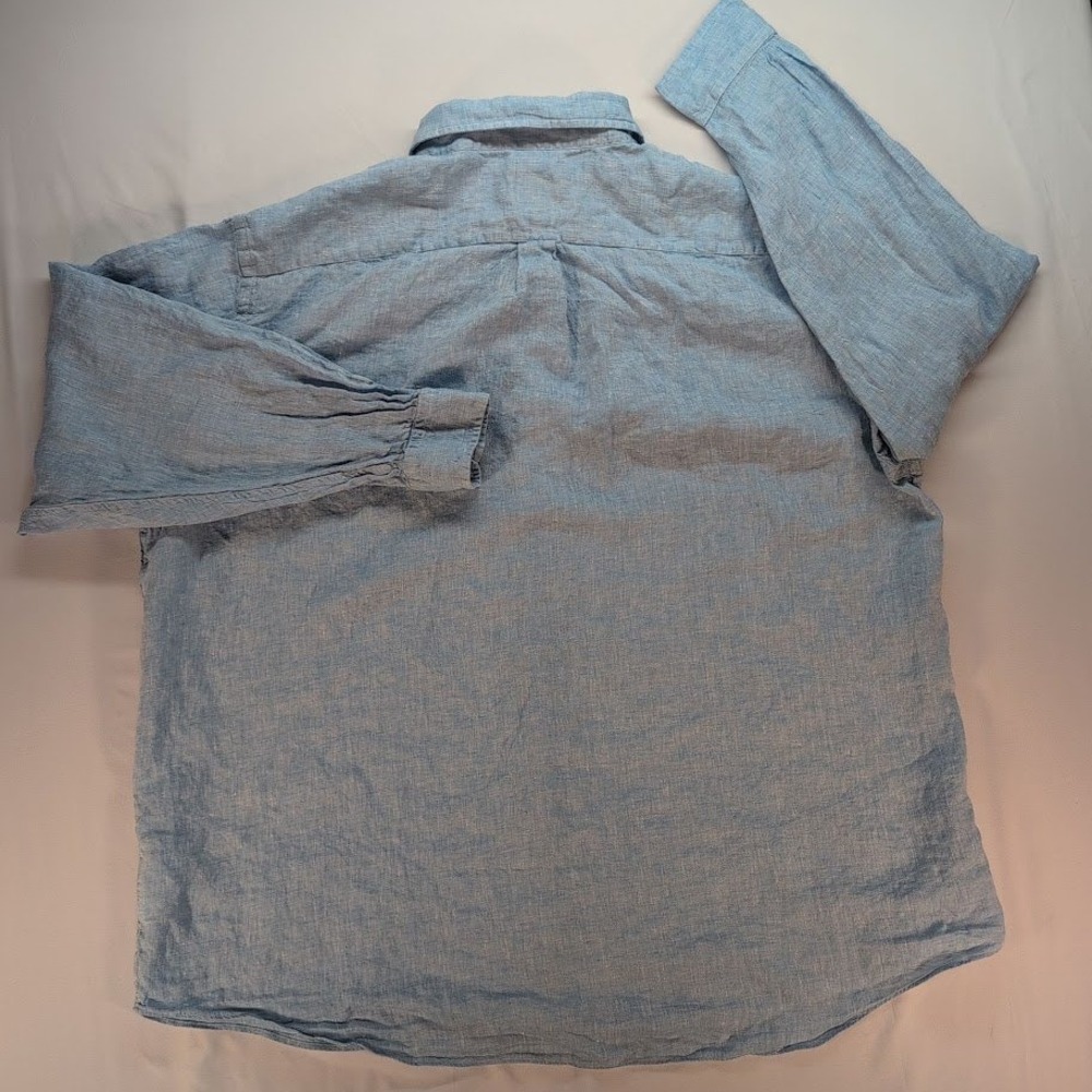 Brooks Brothers Mens XXL Madison Fit Linen Button Down Shirt Blue - Picture 5 of 8